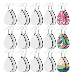 Sublimation Boucles d'oreilles vierges Transfert de chaleur Boucle d'oreille Pendants en bois de bois inachevés dans 5 formes assorties pour bijoux Diy Fead1943284