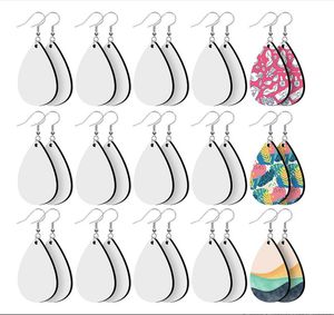 Sublimation Boucles d'oreilles vierges Transfert de chaleur Boucles d'oreilles Pendentifs en forme de larme en bois non fini en 5 formes assorties pour la fabrication de bijoux DIY