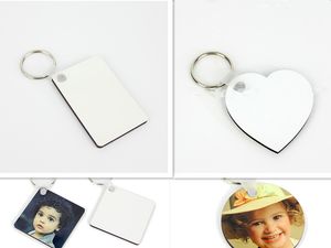 Sublimation Support vide Porte-clés Pendentif en bois double côté mulit avec cordons de clips en métal pour une faveur de fête de bricolage