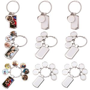 Sublimation blanc porte-clés pendentif en alliage de Zinc bricolage cadeau créatif métal européen et américain porte-clés accessoires en gros