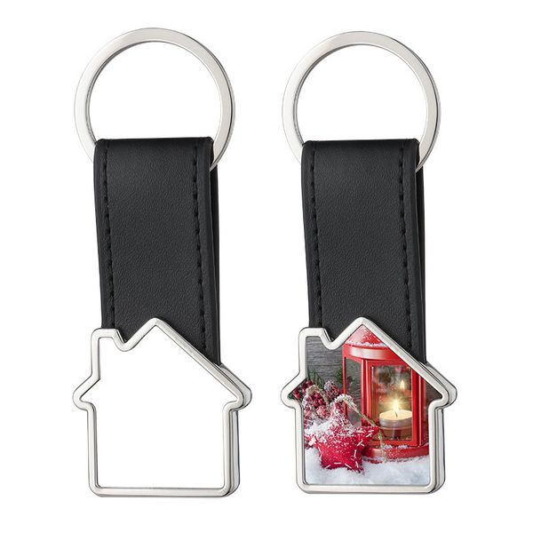 Porte-clés en cuir vierge par Sublimation, porte-clés créatif d'agence immobilière, pendentif par transfert de chaleur, porte-clés de maison à faire soi-même