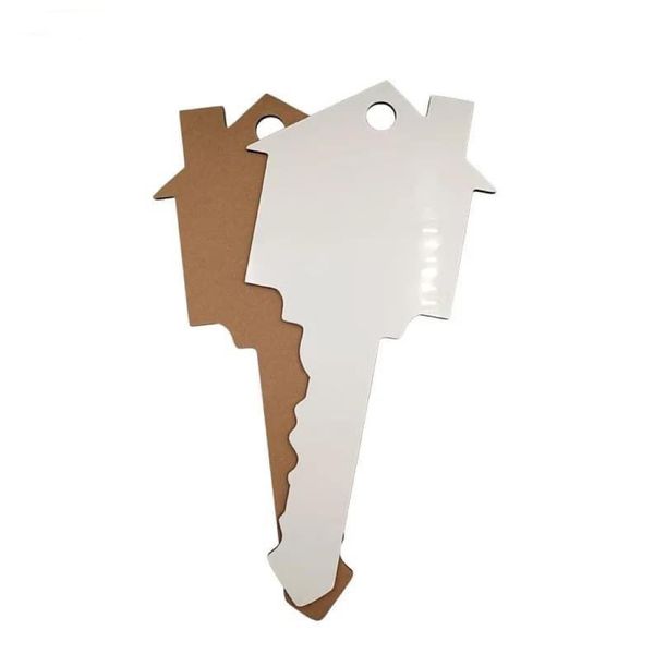 Sublimación en blanco MDF House Realtor Key Sign Sublimación de un solo lado Real Estate Vendido Signo Sublimación Decoración de madera Regalo de cierre Propietario Realtor 001