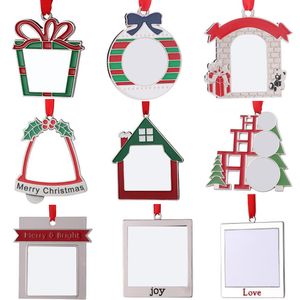 Sublimation Blanc Métal Arbre De Noël Ornements Pendentifs Suspendus Arbre De Noël Décor Lunette Pendentif Transfert De Chaleur DIY Pour La Fête Poêle Décor À La Maison