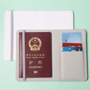 Sublimación en blanco porta pasaporte blanco PU cuero tarjeta de crédito cubierta cartera portátil para hombres DIY viaje cartera B6