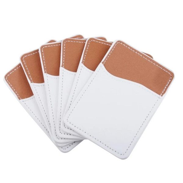 Sublimation Carte de téléphone vierge Favor Pu Leather Mobile Portefeuille Adhésif Phone Card Card Cartes CARTES Stick sur les portefeuilles Pocket Blanks pour DIY U0324