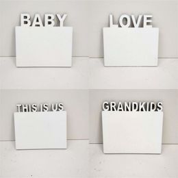 Sublimación Marcos de cuadros en blanco Madera This Is Us Love Lettering Photo Board DIY White Family Home Álbum Marco Sala de estar 180 * 150 * 5 mm 8 6bd