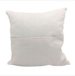 Sublimación Funda de almohada en blanco 4040 cm Color sólido Libro Funda de almohadas de bolsillo Funda de cojín de lino de poliéster blanco beige personalizado9249447