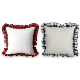 Sublimation blanc taie d'oreiller treillis rouge bricolage transfert de chaleur impression housse de coussin jeter canapé taie d'oreiller décor à la maison RRA