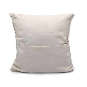 Sublimación Funda de almohada en blanco Color sólido 40 * 40 cm Funda de almohada de bolsillo para libros Funda de cojín de lino de poliéster hecha a mano DIY Funda de almohada para sofá