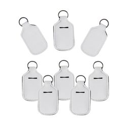 Sublimatie blanco afdrukken kleuren neopreen vloeibare zeep fleshouder 30 ml hand sanitizer fleshouder sleutelhanger HHF1721