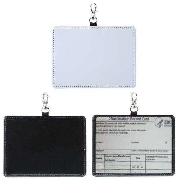 SUBLIMATION Blank PU Leather ID Badge avec porte-cartes de fenêtre pour le permis de conduire de cartes clés de travail