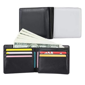 Porte-monnaie vierge à Sublimation, portefeuille en cuir mince pour hommes, avec pince à billets et porte-carte d'identité