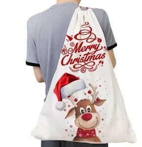 Sublimation Blank Santa Sacs de Noël en toile de jute avec cordon de serrage Sac de Père Noël DIY Sac cadeau personnalisé Sacs cadeaux de Noël Poche 400Q BJ