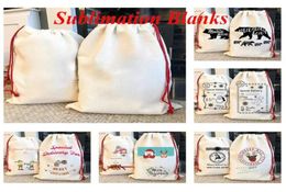 Sublimation vide santa sacs bricolage sac à cordon personnalisé sac de Noël sacs de poche transfert de chaleur du Nouvel An SXJUL1064919101125896