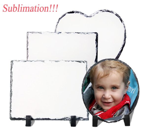 Sublimation Blank Slate Rock Stone PO Cadre de chaleur Transfert de chaleur Cadre d'image rectangulaire avec support d'affichage Rock Po Plaque Diy1676703