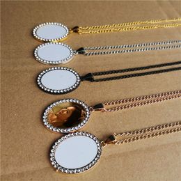 Sublimation blanc petit ovale colliers pendentifs mode femmes collier pendentif transfert à chaud impression consommable prix d'usine en gros