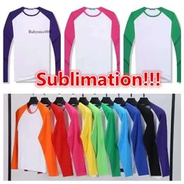 Sublimation Blank T-shirt Thermal Heat Transfer Priding Party Party DIY Unisexe Blouse Top Tees Child Patchwork Raglan Tshirt Z