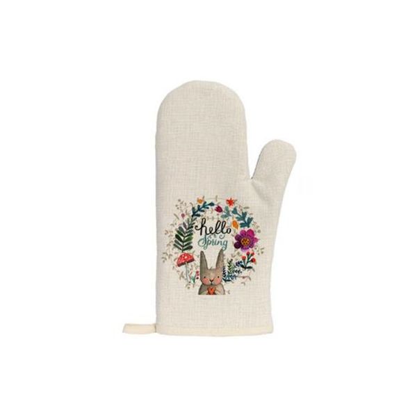 Guantes de cocina gruesos en blanco para sublimación, guantes de aislamiento térmico de lino y algodón, guantes para horno antiescaldado, regalo para mamá B6