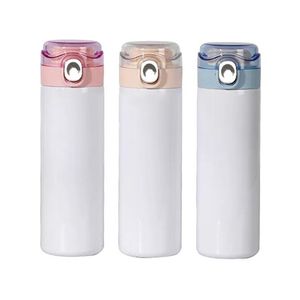 Portable Sublimation Blanc 12 oz 15 oz Thermos Flacon Bouteille D'eau Double Paroi En Acier Inoxydable Tasses Isolées Sous Vide Tasse Voyage Droite Sport Gobelet Avec Couvercles