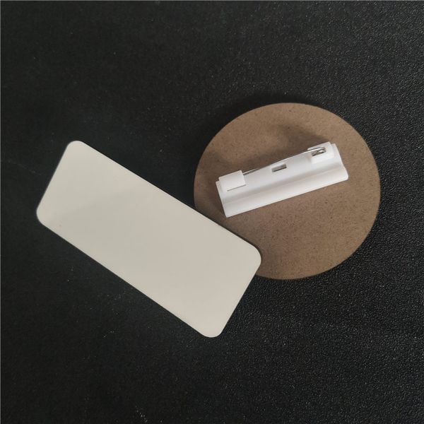 Sublimation vierge blanc mdf badge broches métal étiquette personnalisée aimant badge transfert à chaud impression bricolage consommable en gros