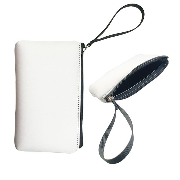 Sublimación en blanco blanco impermeable bolsa de cosméticos bolso de señora correa de neopreno bolsa de viaje artículos de tocador bolsas de maquillaje cubierta de lápiz cartera monedero para mujeres niñas DIY