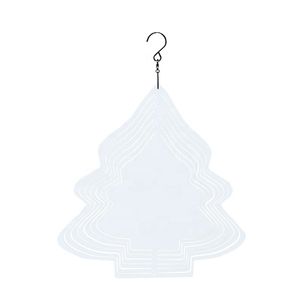 Sublimation blanc vent Spinner Christams arbre forme blanc aluminium métal suspendus filateurs blancs pour bricolage DOUBLE côtés imprimables