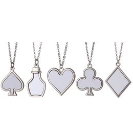 Sublimatie blanco wensen fles hang ketting ketting hitte overdracht perzik hart ketting diy fashion vakantie cadeau