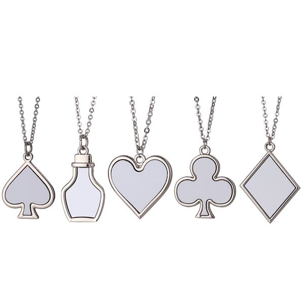 Sublimation vierge souhaitant bouteille pendentif collier transfert de chaleur pêche coeur collier bricolage mode vacances cadeau