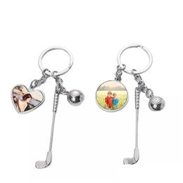 Sublimation Blanks Blank Keychain Golf Custom Heart Shaped Diy Avec Po Porte-clés En Acier Inoxydable Pour Dec Dh3Qp