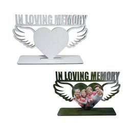 Sublimation Blanks Blank Memorial Po Frame Avec In Loving Memory Angle Wings Embellissement Souvenir Image Sympath Dhjx0