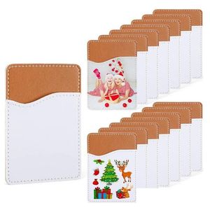 Sublimation Blanks Blank Phone Card Holder Pu Leather Mobile Wallet Adhésif Téléphones portables Cartes de crédit Manches Stic Dhz1W