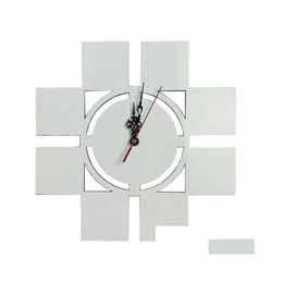 Sublimation Blancs Horloge Murale Vierge Pour Diy 12 Pouces Calme Mdf Nonticking Décoratif Avec Moteur Et Mains Dro Dhzkv
