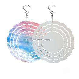 Blancs de sublimation Spinner à vent blanc Spinners en forme de fleur de petite taille pour les arbres Gardon Décoration Drop Delivery 20 Dhbvc