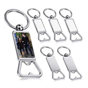 Sublimatie spaties flesopener metalen sleutelhangers lege sleutel ringen rechthoek aluminium warmteoverdracht aangepast gepersonaliseerd foto bieropeners bar keuken restaurant