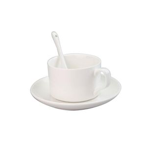 Sublimación en blanco Tazas de capuchino con platillos y cucharas Juego de tazas de té expreso de porcelana de 5 onzas Tazas de café para Latte Mocha Mled