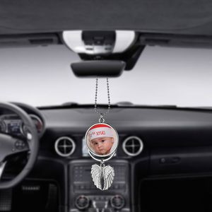 Sublimación Espacios en blanco Decoración del coche Alas de ángel Impresión de transferencia en blanco Consumibles Regalo de Navidad Collares colgantes para mujeres Espejo de ala Colgante Encanto Adorno