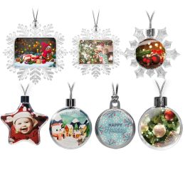 Sublimatie lege plekken kerst ornamenten acryl plastic sneeuwvlokbal diy kerstboom hangers hangende decoraties warmtepers ornament ambachtelijke huis