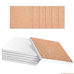 Sublimatie lege platen onderzetters met kurk rugblokken vierkant absorberend blanco keramische stenen onderzetters