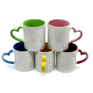 Blancs de sublimation lave-vaisselle tasses à café en céramique blanche 11 oz blanc classique tasse à boire tasse avec coeur Han Dhcqt