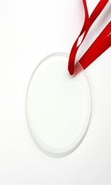 Sublimación en blanco Colgante de vidrio Adornos navideños 35 pulgadas Adorno de transferencia térmica de un solo lado Festival Decore personalizado Diy6082910