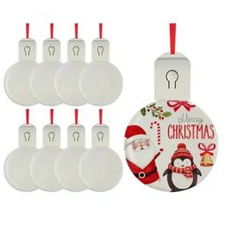 Ornements de noël en acrylique LED vierges par Sublimation avec corde rouge pour décorations d'arbre de noël C372