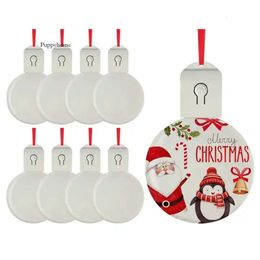 Les blancs de sublimation LED Ornements en acrylique avec corde rouge pour décorations d'arbres de Noël 0418