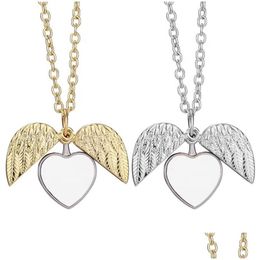 Sublimatie lege plekken ketting hanger hart engel vleugels sieraden lege kettingen met ketting sier goud voor thermische h dhooj