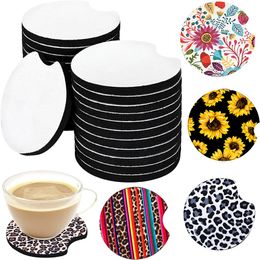 Sublimatie Blanks Neopreen Auto Onderzetters Pads Drinken Bekerhouder Onderzetters Cups Mokken Mat Contrast Home Decor Accessoires dh5499