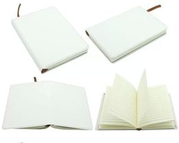 Sublimación en blanco Blocs de notas A4 A5 A6 Cuadernos de diario blanco PU Cubierto de cuero Transferencia de calor Impresión Cuadernos con papeles internos Cintas adhesivas Logotipos de bricolaje 0426