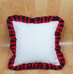 Sublimatie lege plekken kussensloop met kerstmoord rode roosters rooster warmteoverdracht afdrukken 45*45 cm kussenkast tartan plaid kanten kussencases huizendecoratie