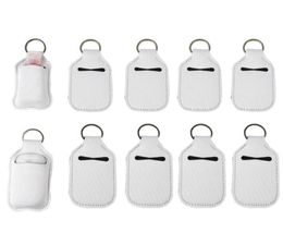 Blancs de sublimation Porte-désinfectant pour les mains en néoprène rechargeable Porte-chapsticks avec porte-clés pour capuchon rabattable de 30 ml Contain8737482