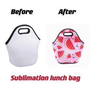 Sublimation Blanks Réutilisable Sac fourre-tout en néoprène Sac à main Sacs à lunch souples isolés avec fermeture à glissière pour l'école de travail FY3499 en gros