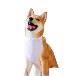 Sublimation Blancs Solide Blanc Pet Triangle Écharpe Polyester Diy Chien Bandanas Transfert De Chaleur Bavoirs Foulard Dh4Ku