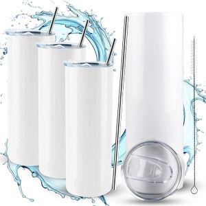 DIRECT! 20oz sublimatietumblers met stro 304 roestvrijstalen waterflessen dubbele geïsoleerde lege buitenbekers mokken dhl verzending fy4275